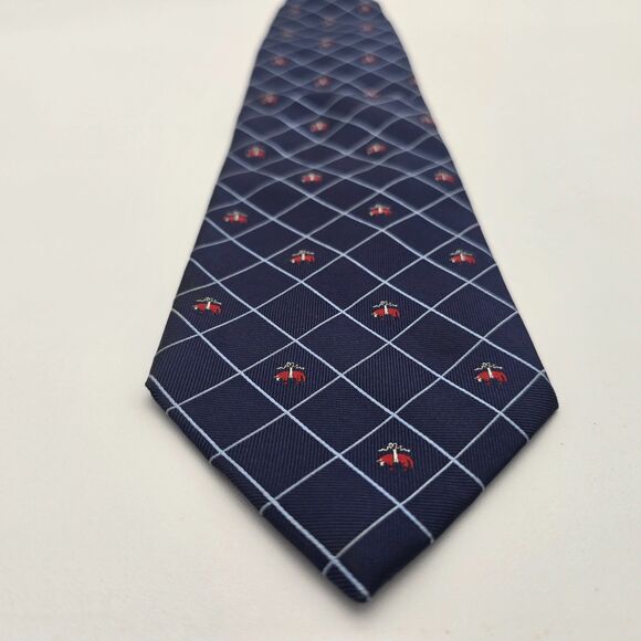 Brooks Brothers Navy Embroidered Italian Silk Tie 3.75x60 - Made in USA - Picture 3 of 8
